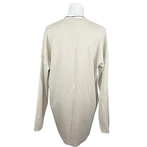 J.Crew Merino Wool Oversized V-Neck Sweater Tan Neutral w/ Pockets | Small - Picture 4 of 12